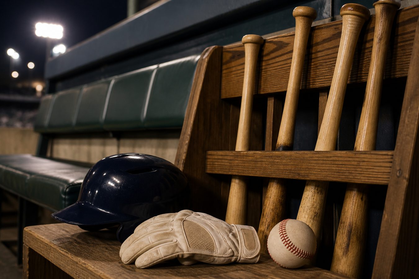 Bats in a dugout rack