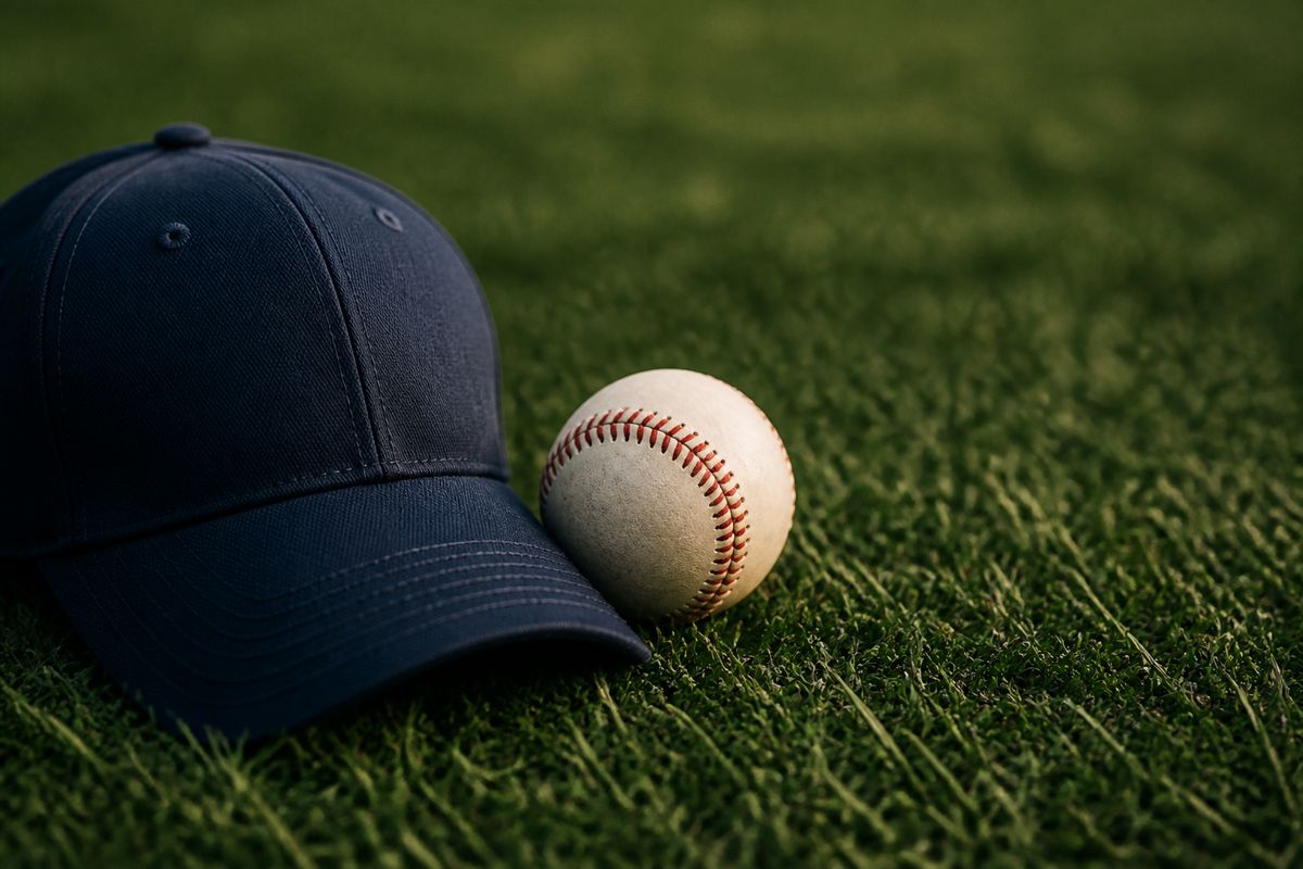 Baseball on forest grass