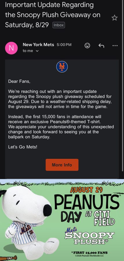 Mets send out email cancelling much-awaited Snoopy Plush night. Mrs. Met fleshlights with interchangeable anal sleeve will be given away instead