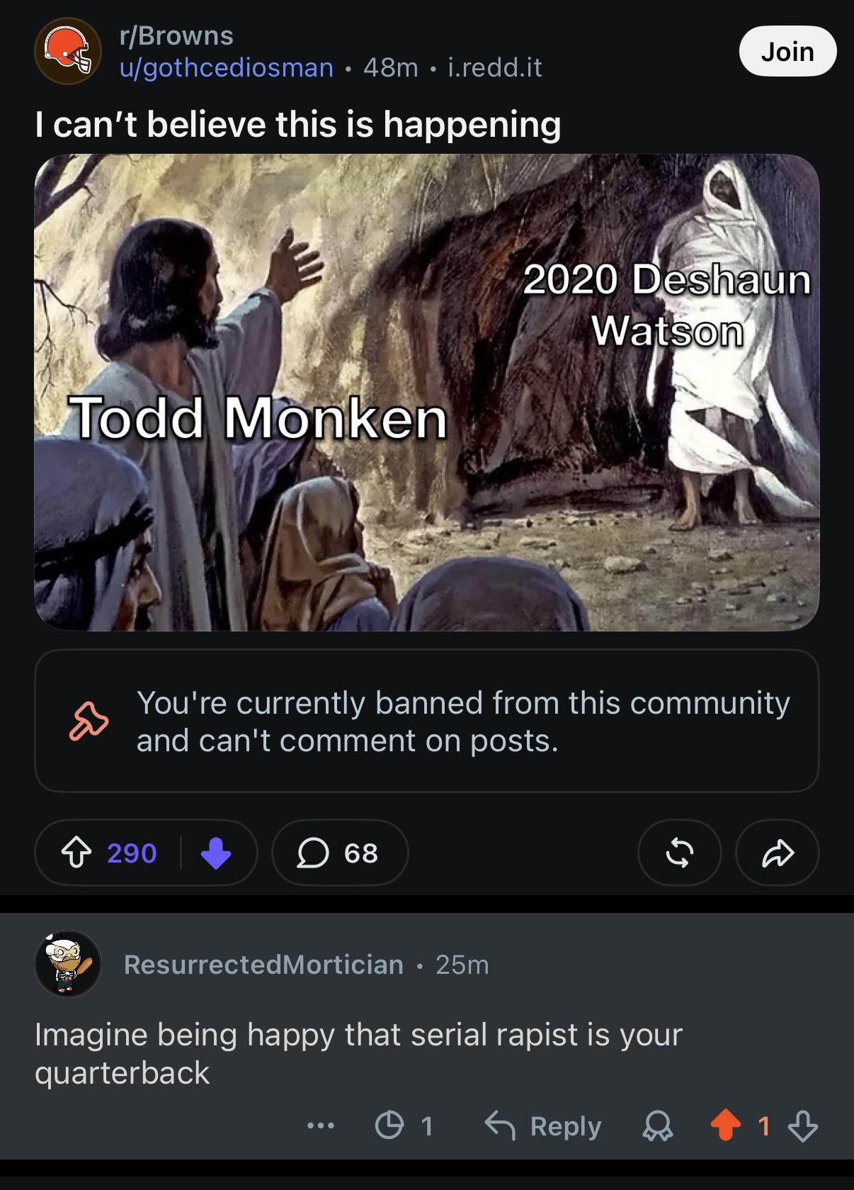 Got a perma ban for this. Browns fans are exactly who we think they are.