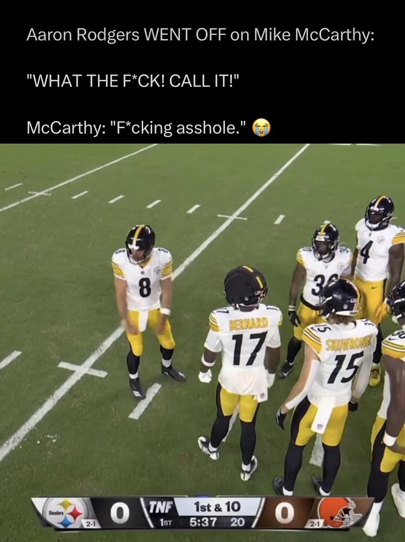 Rodgers realizing he does not have it